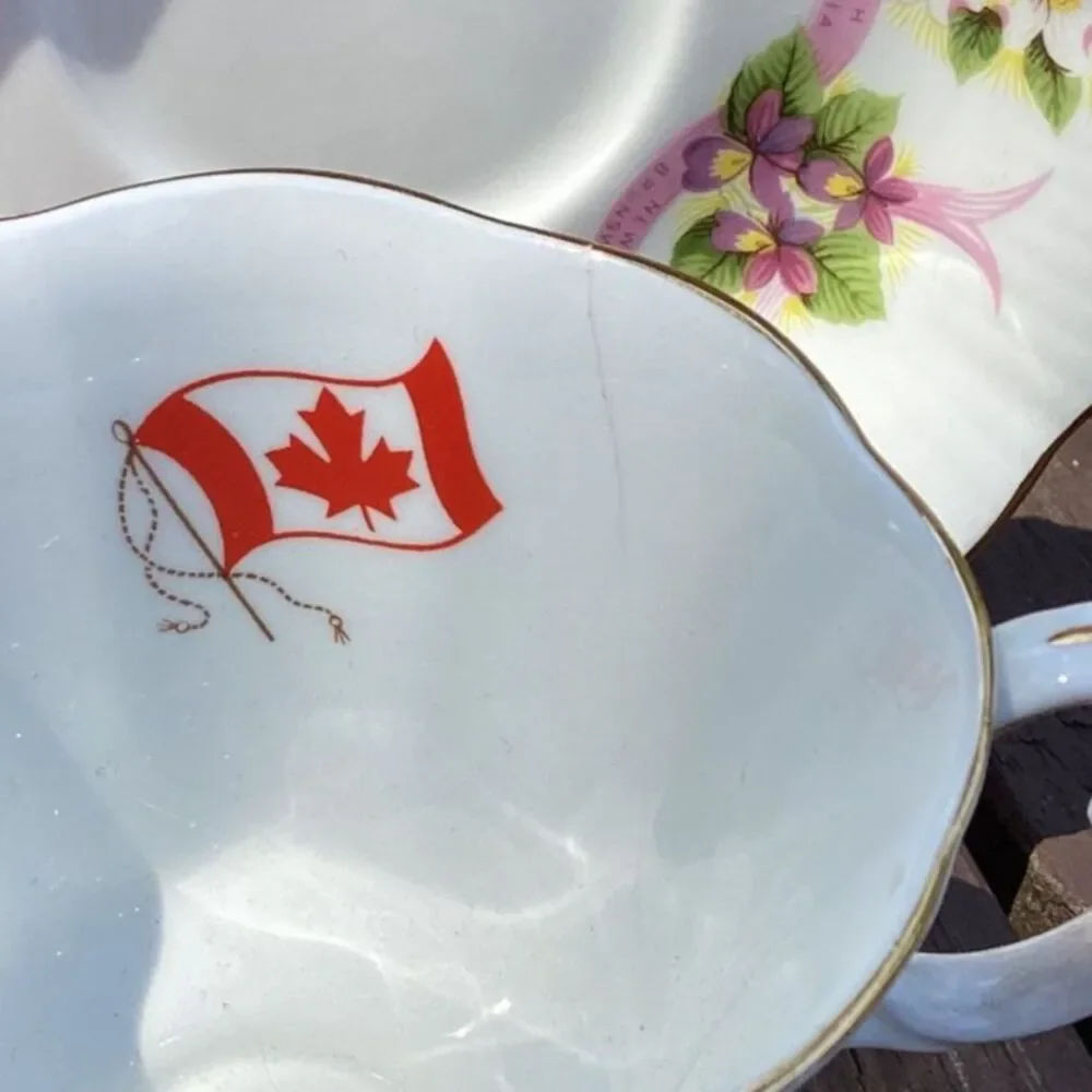 Royal Albert Our Emblems Dear Canada Provincial Flowers‎ Teacup Saucer Set-READ